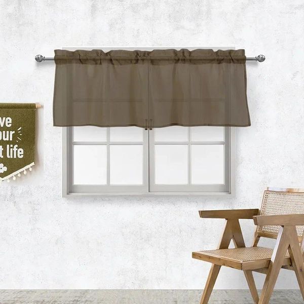 Cortina de janela curta valance algodão linho semi-transparente haste bolso para sala estar e quarto casa cortinas decorativas filtro luz