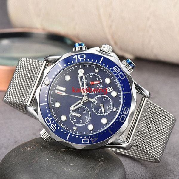 lei designer de alta qualidade relógio masculino caro quartzo moda banda de aço função completa quartzo cronógrafo relógio agente de fábrica orientar montre