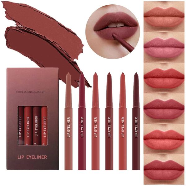 Lippenstifte, Lippenkonturenstift-Set, glatt, wasserfest, langlebig, antihaftbeschichtet, Samt, Permanent-Make-up-Stiftspitzer, Fab 5-in-1-Lippenstift, 231201