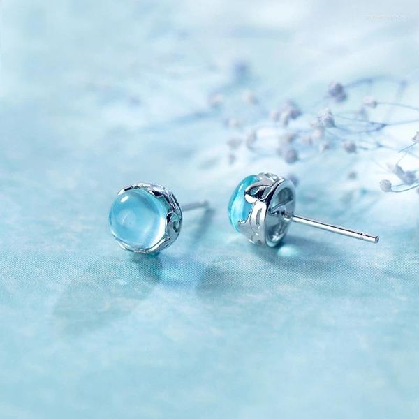 Orecchini a bottone MloveAcc Arrivo 925 Sterling Silver Bubble Tears a forma di sirena per le donne Moda cristallo azzurro