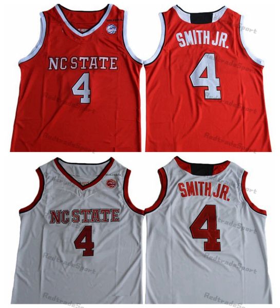 Herren NCAA Vintage NC State Wolfpack Dennis Smith Jr. College-Basketball-Trikots #4 Home Red Ed Shirts Weißes Trikot S-XXL