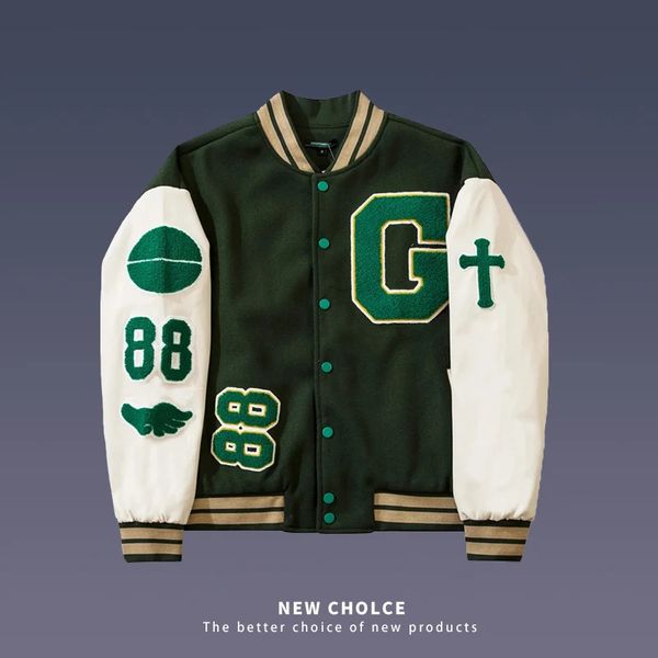 Jaquetas masculinas de alta qualidade hip hop bordado jaqueta faculdade harajuku moda casacos de beisebol unisexvintage letterman varsity jaqueta para homens 231201