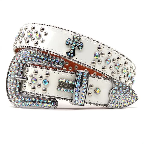 Riemen Punk Witte Strass Riemen Dames Designer Lederen Band Diamant Bling Western Cowboy Y2K E Meisjes Mode Riem Voor Jeans mannen 231201