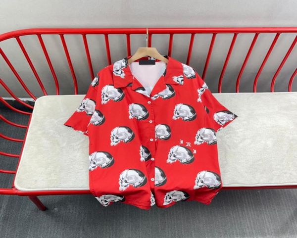 23ss Europe Skull Tee Shirts Uomo Donna Plus Size Casual Beach Red Summer T-shirt Polyster Manica corta Tshirt2726870