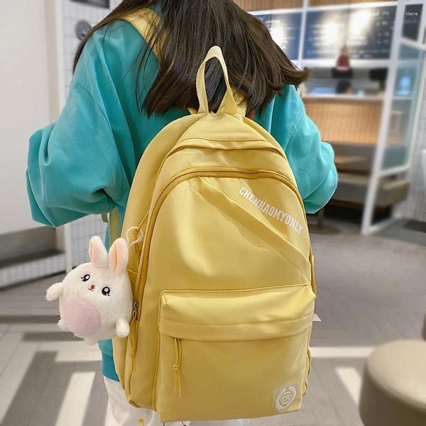 Школьные сумки для девочек Kawaii, желтый водонепроницаемый рюкзак для колледжа, женская сумка для книг, модная женская милая дорожная модная женская сумка для ноутбука, студента
