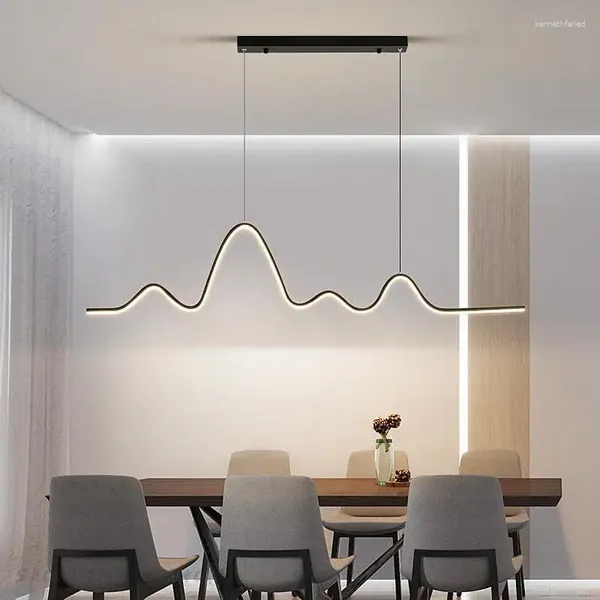 Pendelleuchten Moderne minimalistische LED-Leuchten Dimmbar Schwarz Weiß Für Tisch Esszimmer Küche Haning Lampe Dekorative Lüster
