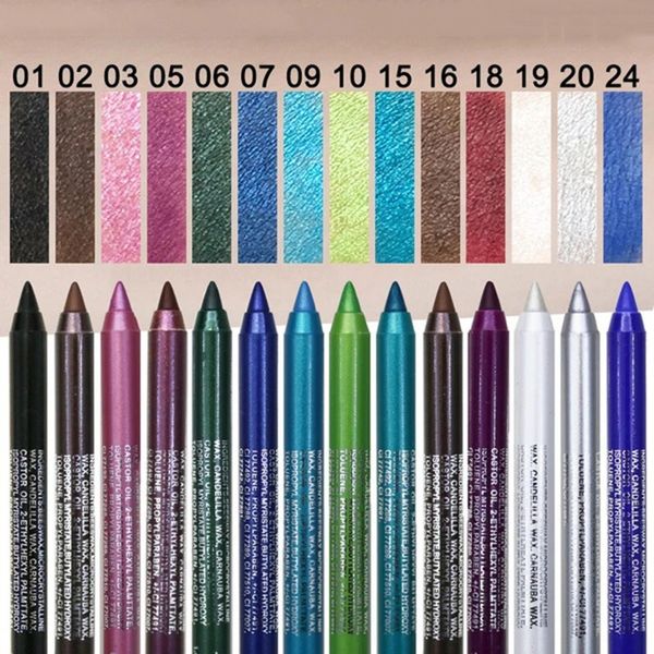 Lidschatten-Liner-Kombination, 14 Farben, Eyeliner-Stift, farbiger Eyeliner, wasserfest, Make-up-Werkzeuge, Blau, Rot, Grün, Weiß, Gold, Braun, Augenkosmetik 231201