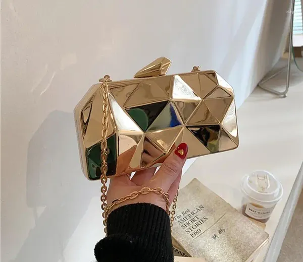 Abendtaschen Damenhandtaschen für Frauen 2024 Clutches Mode Geometrische Mini Party Geldbörsen Umhängetasche Umhängetasche Gold Box Clutch