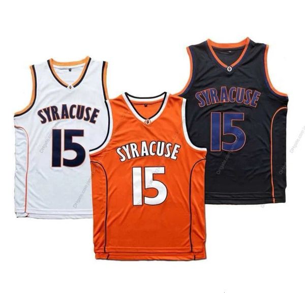 Nikivip Carmelo Anthony # 15 Syracuse Basquete Jersey College Men's All Ed Branco Laranja Preto Tamanho S-3XL Camisas de alta qualidade