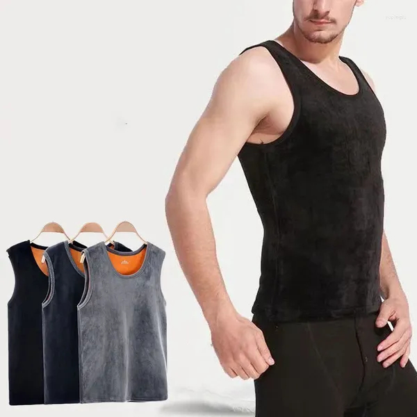 Herrenwesten Winter warme Weste für Mann Velvet Tanktop Halten Sie Männer ärmellose Unterwäsche Plüsch Verdickter Unterhemd