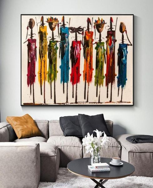 Pinturas a óleo abstratas de mulher africana em tela, posteres e impressões, arte de parede, imagens para decoração de sala de estar, sem moldura4319319