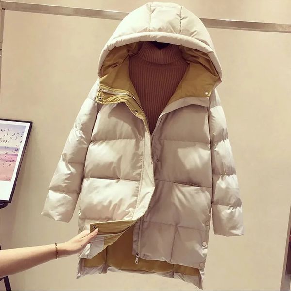 Frauen Daunen Parkas 2023 Winter Mantel Frauen Baumwolle Jacke Lose Dicke Lange Outwear Mit Kapuze Mantel Warm Winddicht 231201