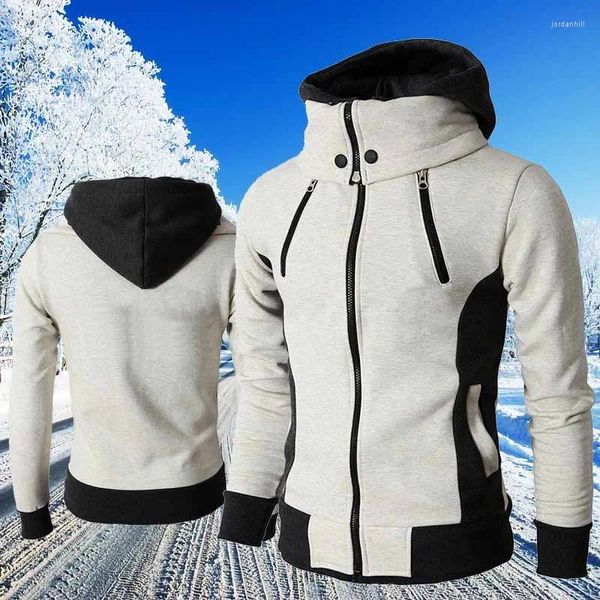 Giubbotti da uomo 2023 Giacca con cerniera Risvolto Manica lunga Cappotti casual Tendenza Moda Felpe con cappuccio Top Cappotto maschile