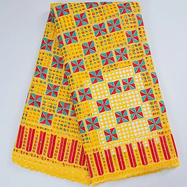 Ткань и шитье Африканские кружева Высококачественный тюль с вышивкой и швейцарской вуалью Кружево Модная французская сетка 5 ярдов 231201