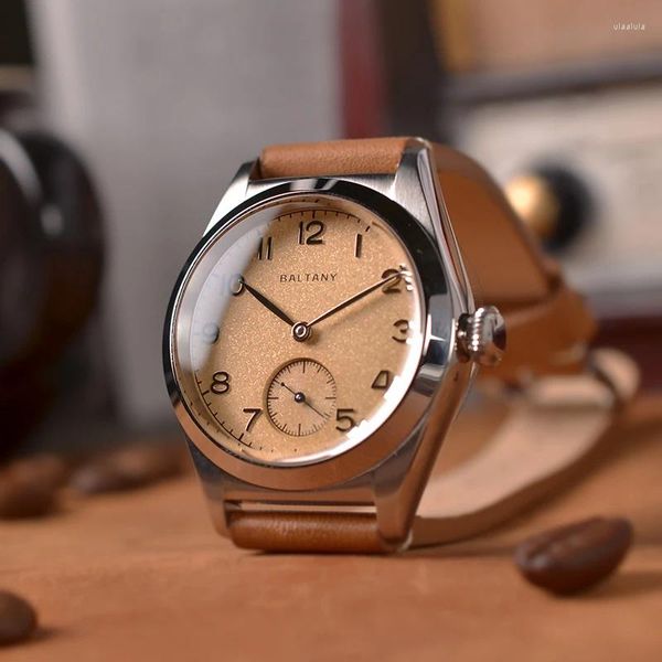 Relógios de pulso Baltany Retro Dress Relógios Seagull ST1701 À Prova D 'Água 20ATM Pequeno Segunda Mão Safira Vidro Automático Antigo Relógio de Pulso Homens