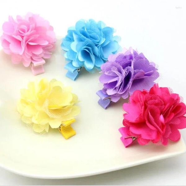 Cão vestuário pet gato grampos de cabelo animais de estimação cães gatos beleza 5cm matizado malha fio simulação flowe acessórios headdress suprimentos