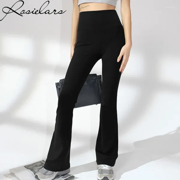 Женские брюки Rosielars 2023, женские облегающие брюки с высокой талией для танцев, спорта, тренажерного зала, расклешенные брюки, леггинсы для йоги и фитнеса, черные брюки Harajuku