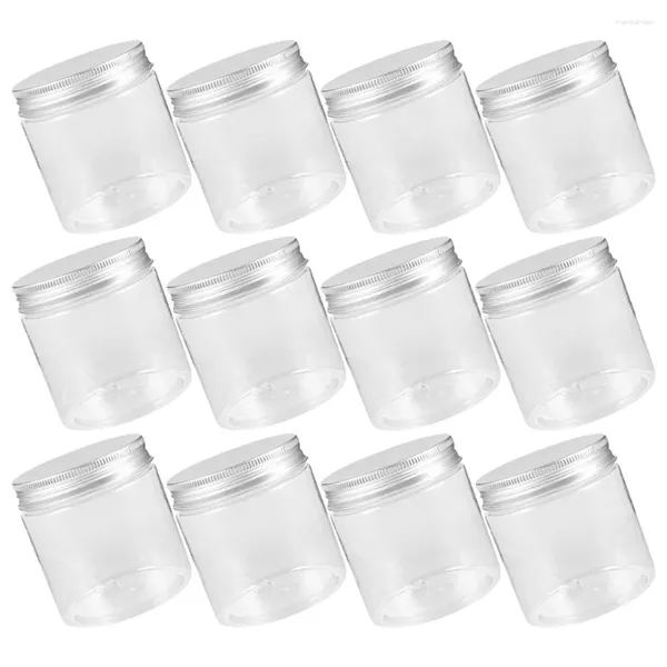 Garrafas de armazenamento 12 pcs tampa de alumínio frascos de pedreiro transparente com tampa jam pet plástico pode frutas