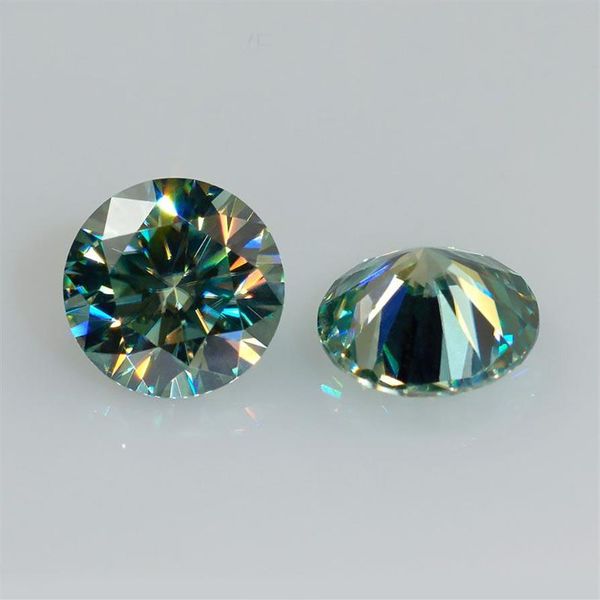 Pedra de moissanite solta 3 0-15mm, 1 0ct 6 5mm, cor verde, corte brilhante redondo vvs1, teste de pedra preciosa positivo com certificado gra2538