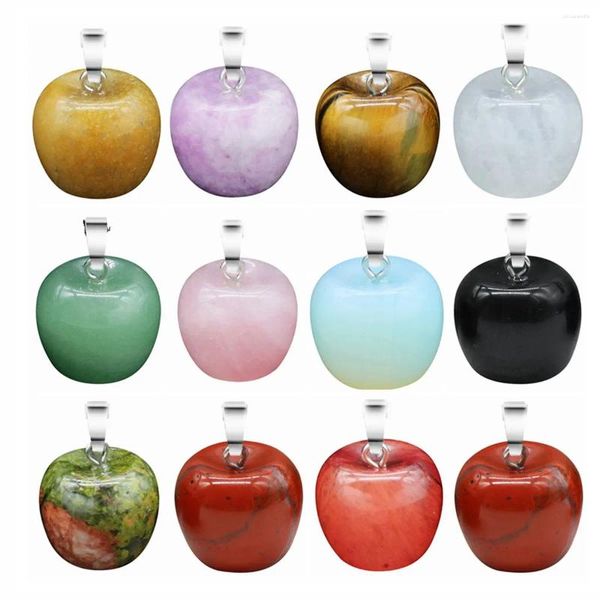 Colares Pingente Mini 20mm 3D Gemstone Apple Forma para DIY Fazendo Jóias Colar Professores Apreciação Mentor Coach Principal