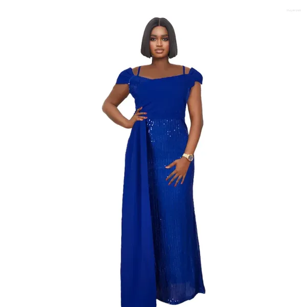 Ethnische Kleidung Afrikanische Hochzeit Party Kleider für Frauen Sommer Sexy Blau Grün Rosa Pailletten Lange Maxi Kleid Dashiki