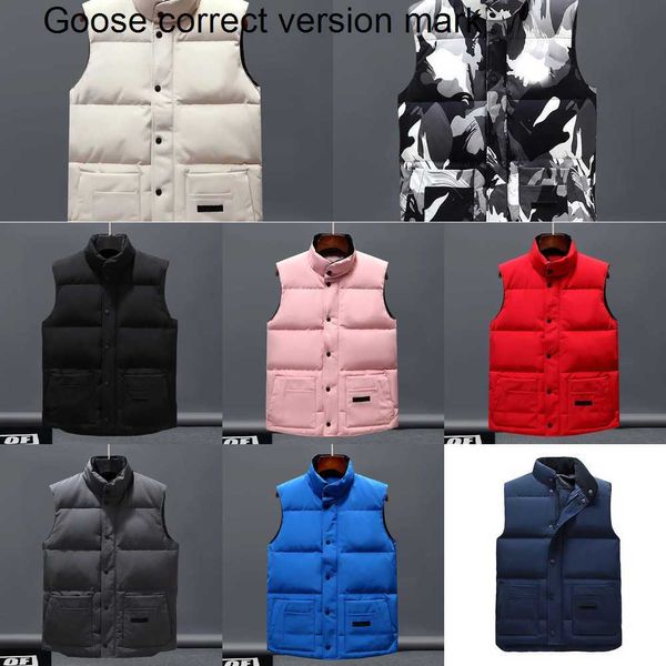 Mens Coletes Gilet Designer Colete Bodywarmer Womens Outerwear Outono Inverno Preto Cinza Vermelho Etiqueta Bordado Luxo Ganso Pena Material Solto Casaco Tendência Si