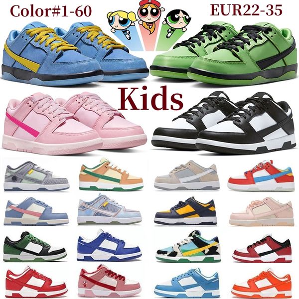 Correndo crianças sapatos Powerpuff meninas tênis panda branco preto unc cinza nevoeiro rosa flor criança crianças tod pré-escolar meninas meninos bebê criança esportes tênis 22-35 gai