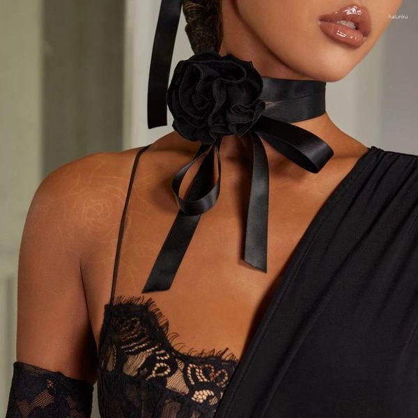 Palco desgaste preto dança latina pescoço ornamento flor neckband braçadeira vestido colar feminino desempenho acessórios dnv18960