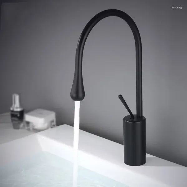 Rubinetti per lavandino del bagno Lavabo Cascata nera Rubinetto monoforo per acqua fredda e miscelatore Miscelatori moderni