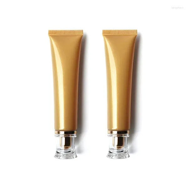 Garrafas de armazenamento 40ml embalagem cosmética tampa acrílica cuidados com a pele protetor solar loção de limpeza facial garrafa recarregável tubo de plástico de ouro
