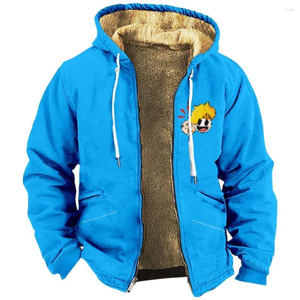 Felpe con cappuccio da uomo Cartoon HAMINATION Zip Felpa con cappuccio Giacca Geometria Cerniera Stampa 3D Casual Quotidiano Vacanza in pile Abbigliamento invernale Abbigliamento