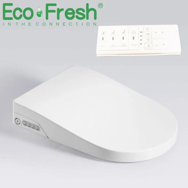 Badzubehör-Set EcoFresh V O Ushape Smart-Toilettensitz, elektrische Bidet-Abdeckung, intelligentes Nachtlicht, intelligente Bidet-Sprüher, Wärmereinigung, Massage 231202