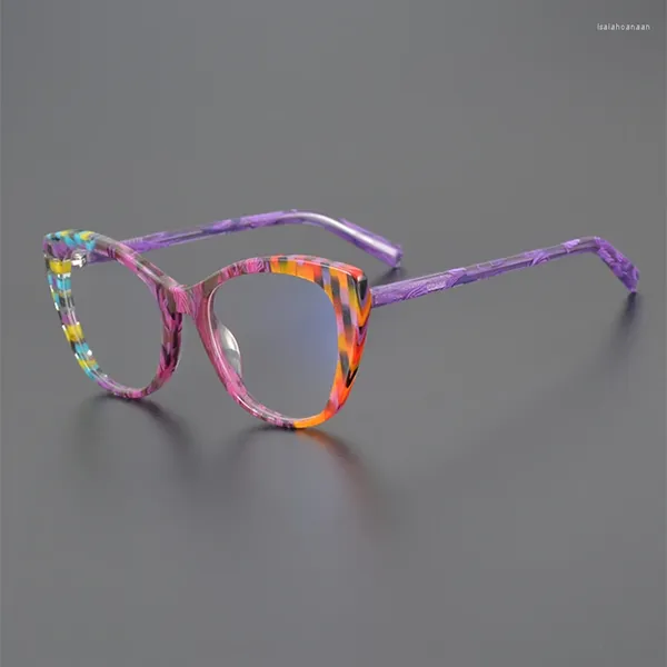 Montature per occhiali da sole Personalità di nicchia Cat-eye Designer Occhiali da vista Montatura per uomo e donna Quadrato con prescrizione ottica in acido acetico con viso tondo