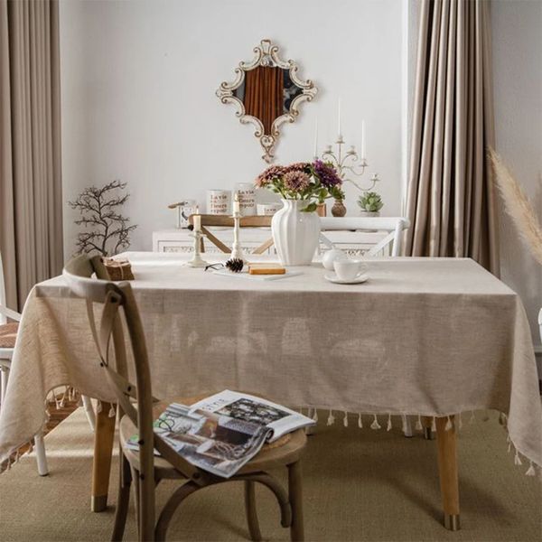 Corredor de mesa vintage linho algodão borlas toalha retro elegante encantador retangular linho pano decoração casamento capa 231202