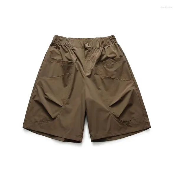 Shorts masculinos 2023 primavera verão safari estilo techwear funcional moda high street baggy fino zíper casual calças diárias
