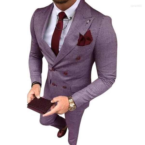 Erkekler Modern Adam Blazer Suit Gri Formal 2 Parçalar İnce Fit Ekose yumuşak balo smokin düğün sağdıç (Blazer Pantolon)