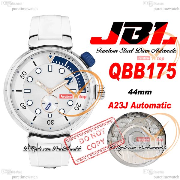 JBL Tambour Street Diver QBB175 A23J Автоматические мужские часы Женские часы 44 мм Стальной корпус Pacific Белый циферблат с каучуковым ремешком Super Edition Reloj Hombre Puretime F6