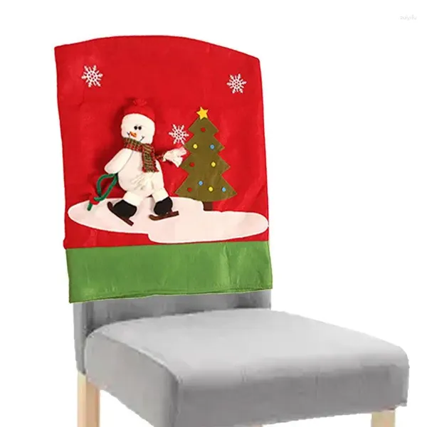 Capas de cadeira Capa Natal Santa Boneca de volta para proteger e decorar cadeiras laváveis removíveis