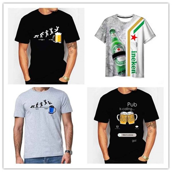 Sexta-feira cerveja o colarinho masculino camiseta programação diversão segunda-feira terça-feira quarta-feira quinta-feira algodão impresso digital manga curta camiseta coreana