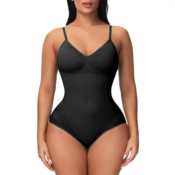 Delle donne Intimo Elasticizzato E Contenitivo Con Ferretto Bianco Della Tuta Delle Donne di Stirata di Colore Solido Sexy Profondo Scollo A V Biancheria Intima Dimagrante Vita Body Shapewear 2024