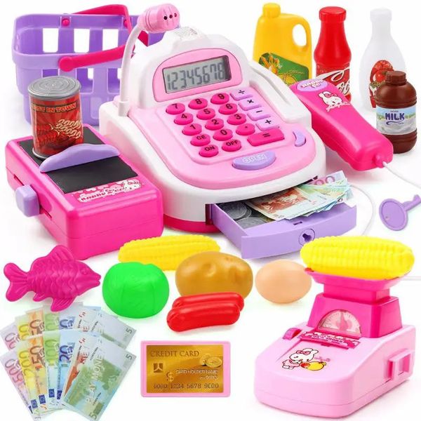 Cucine Gioca Cibo Finta Casa Giocattolo Simulazione per bambini Supermercato Registratore di cassa Versione aggiornata con bilancia elettronica Gioco per bambini Giocattoli Regalo 231202