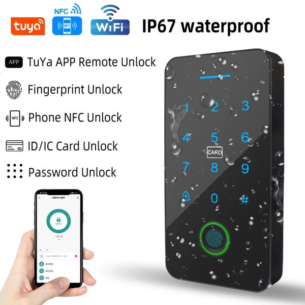 Serrature per porte TuYa Smart APP Macchina per il controllo degli accessi Telefono cellulare Sblocco remoto NFC Impronta digitale Password Controller blocco scheda RFID IP67 231202