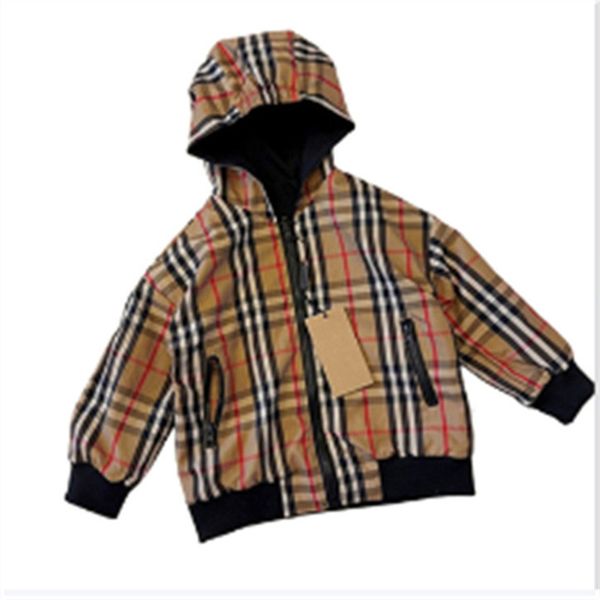 Cappotto con cerniera per bambini autunno/inverno con lettera e cappuccio, trench caldo, casual, tutto-fiammifero, abbigliamento per bambini, taglia 100-150 cm d004