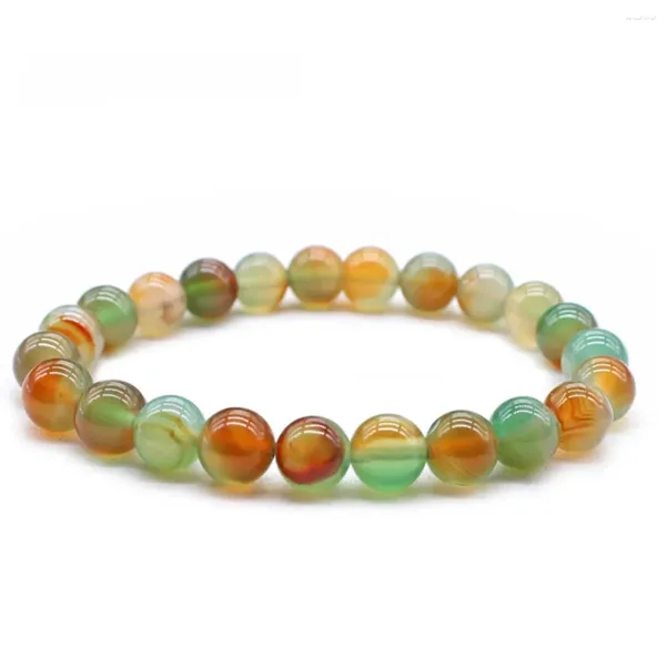 Filo 10mm Verde Cartamo Pavone Agata Onice Perline Rotonde Pietra Naturale Bracciale Elastico Regali Fai Da Te Per Uomo Donna Coppia Moda Semplice