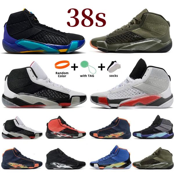 Jumpman 38 Aqua 38s Мужские баскетбольные кроссовки Center Star Chrome Doernbecher Fundamental Olive Platinum PlayOffs Red Black Reverse Fundamental Sports Кроссовки