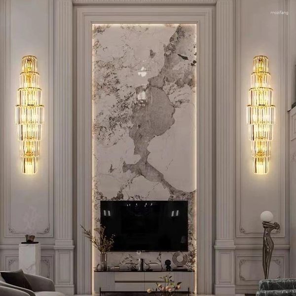 Wandleuchte El Lobby Luxus Große Villa Wohnzimmer Hintergrundlicht Atmosphäre Lange Led Kristall