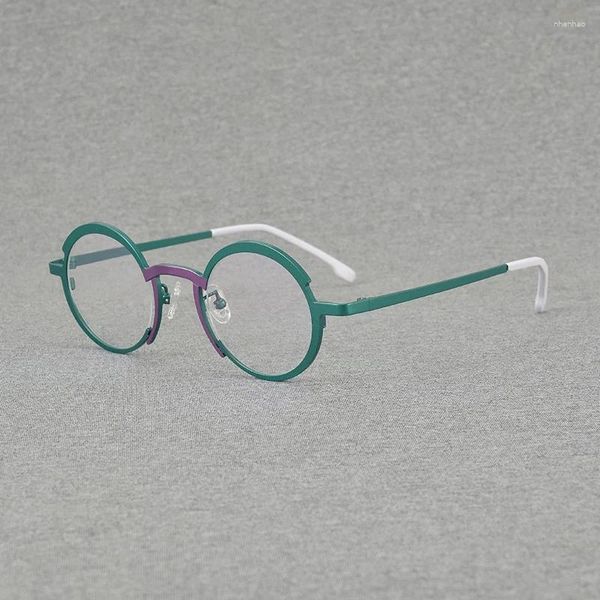 Montature per occhiali da sole Occhiali da vista ottici in titanio puro ultraleggero Designer Cornice rotonda retrò Personalità di nicchia Moda Uomo Viso Donna