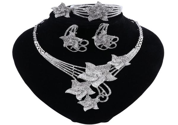 Dubai Silber Schmuck Set für Frauen Afrikanische Perlen Halskette Sets Frauen Italienischen Braut Schmuck Set Hochzeit Zubehör9089335