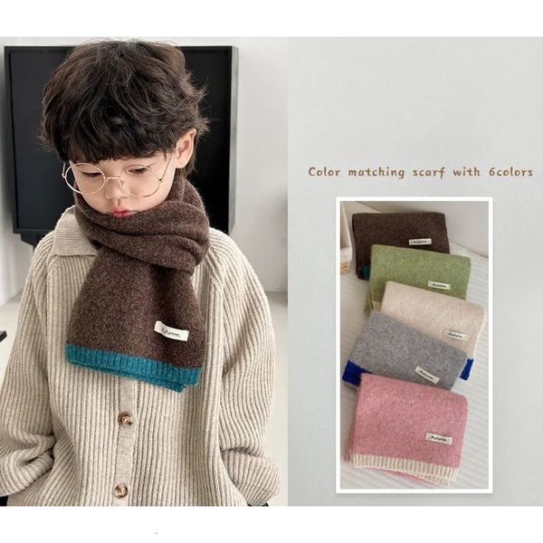 Schals Wraps Winter Mode Kinder Schal Kinder Schal Mütze Handschuh Sets Kinder Accessoires Color Blocking Warm Baby Schal 231202