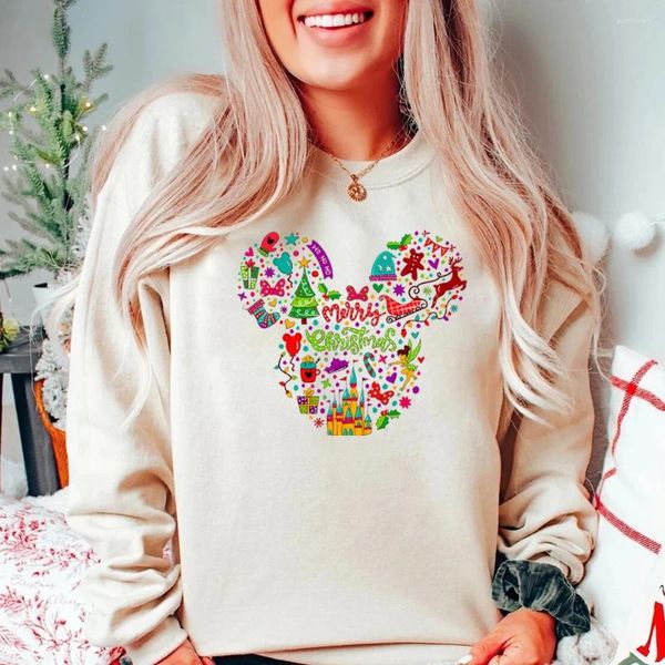 Kadın Hoodies Sevimli Noel Sweatshirt Retro Fare Head Magic Kingdom Hoodie Epcot Yılın en sevdiğim zamanı Noel sweatshirt